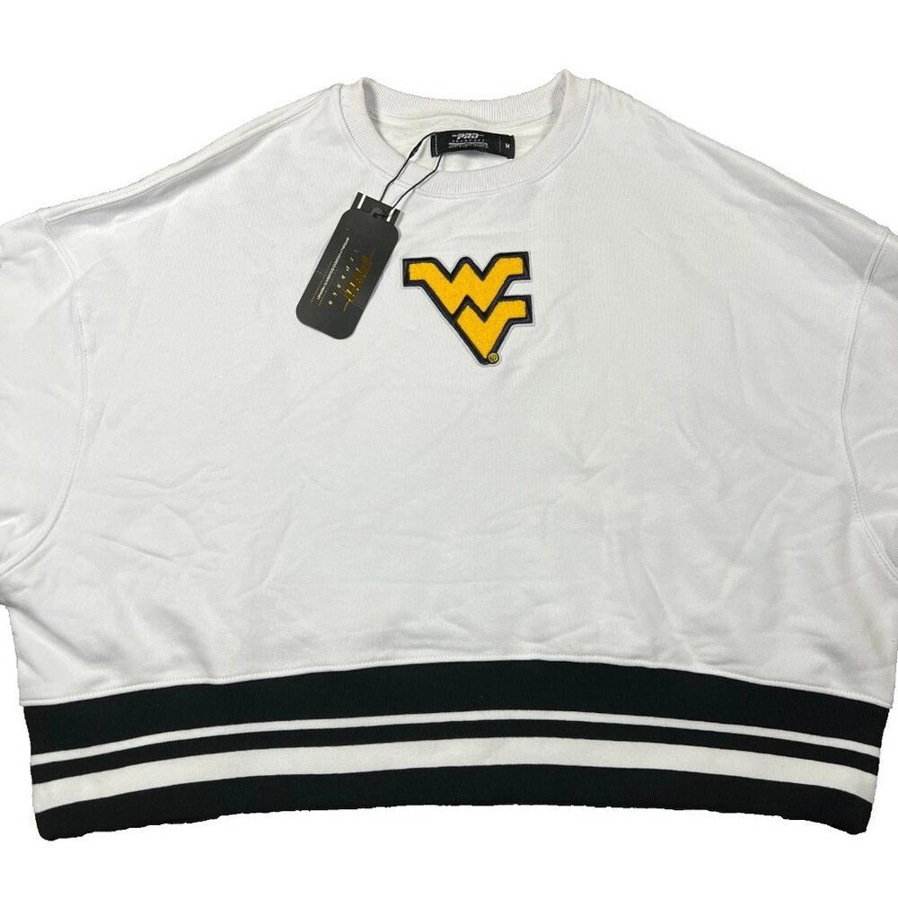 Pro Standard Womens Medium White West Virginia‎ Mountaineers Crop Sweatshirt NWT